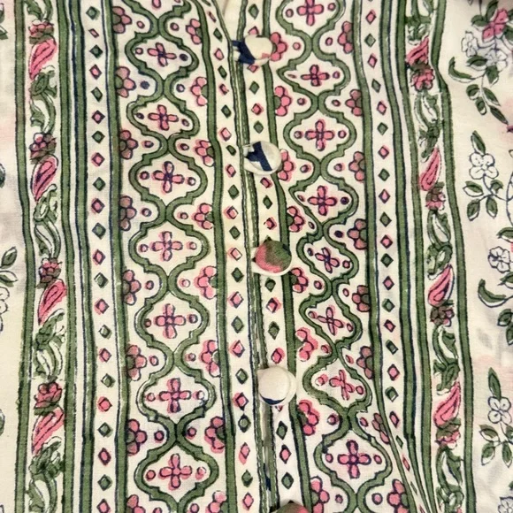 Sue Sartor Bangalore Tunic in Pink and Green Floral 100% Cotton Exquisite Sz L - Picture 15 of 15
